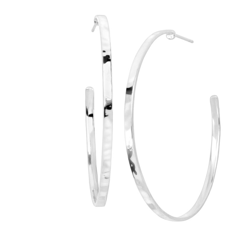 Silpada Hammered .925 Sterling Silver Hoop Earrings for Women, Jewelry Gift Idea, 'Circle Up' - Image 1